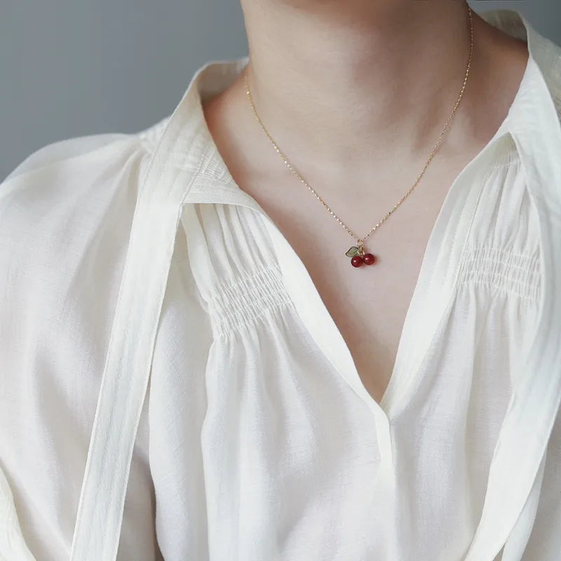 Cherry lady 18K Gold plated- sweet pendant and necklace
