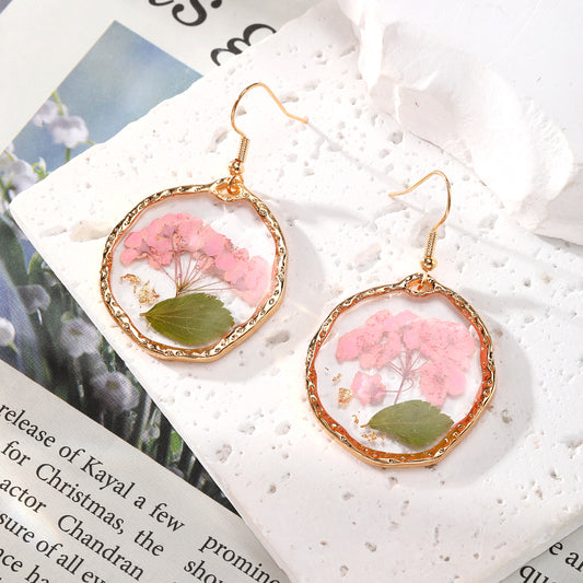 Boho chic -Pressed Flower Resin Earrings
