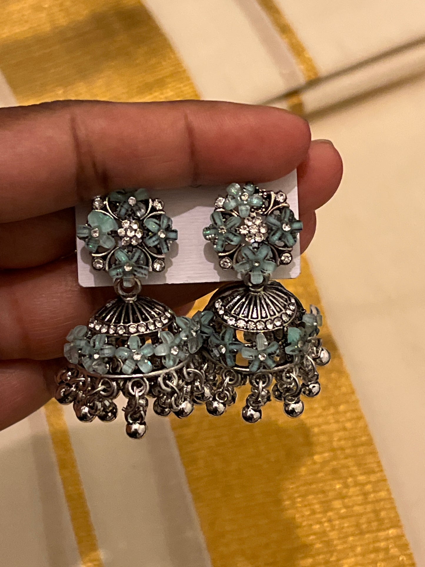 Sree - silver Jhumkas