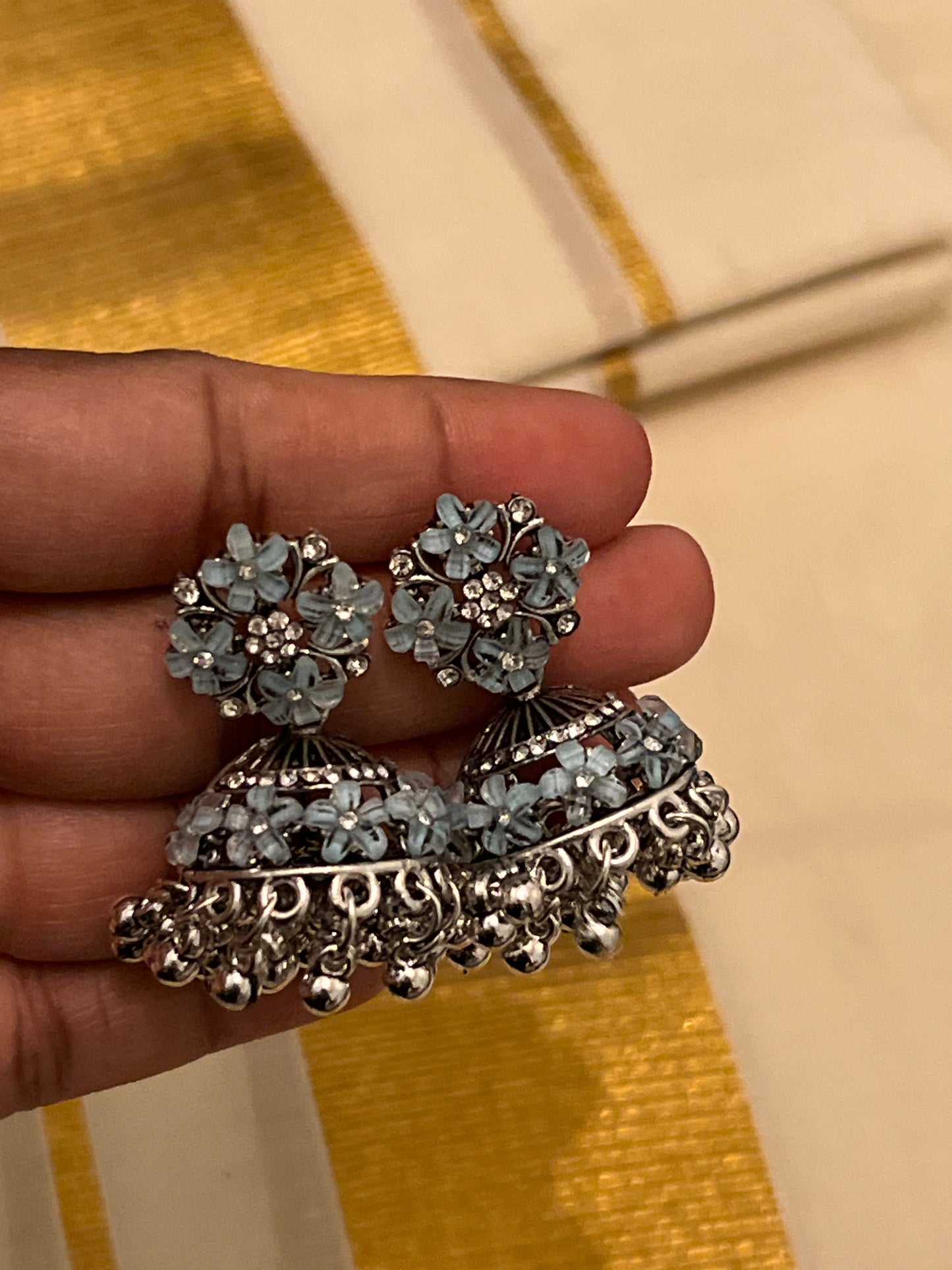 Sree - silver Jhumkas