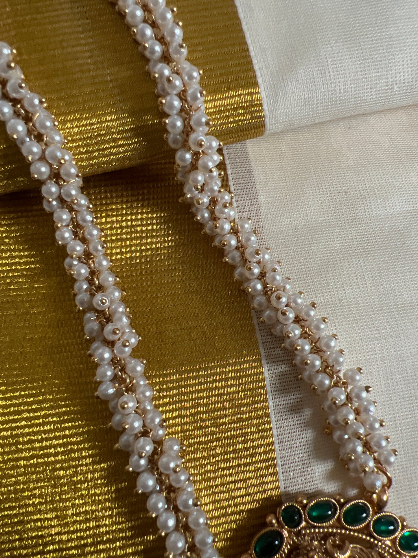 Maya- Elegant Temple Necklace and Jhumkas with pearls