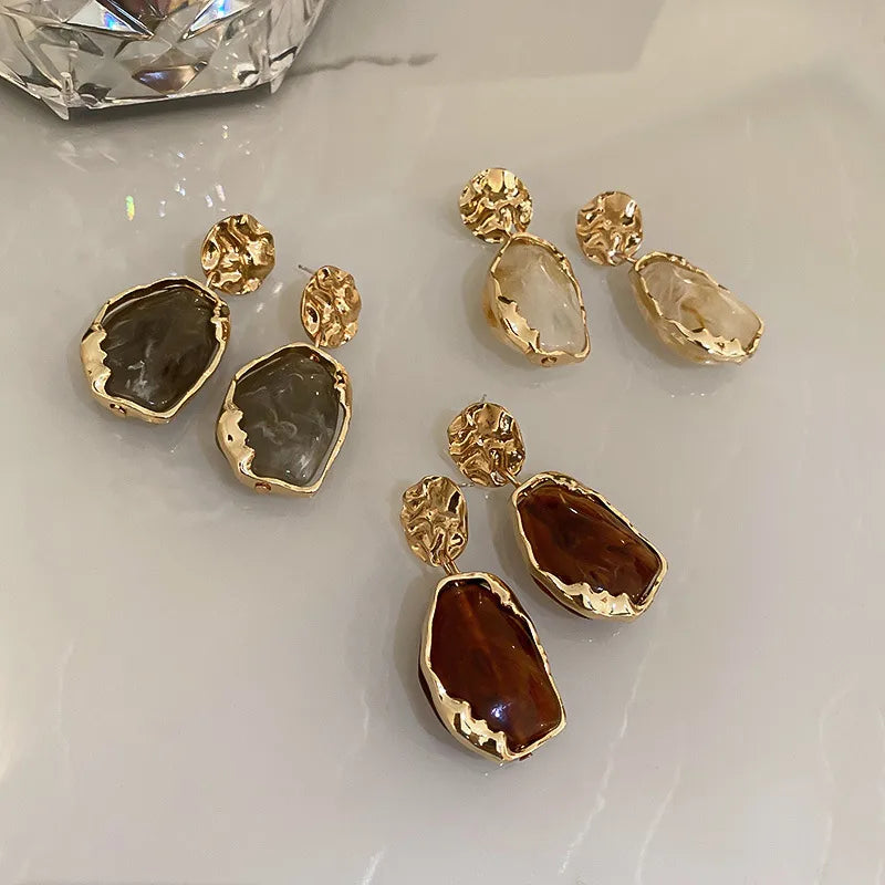Aurora - Retro Irregular Resin 3 colour variants-  Drop earrings