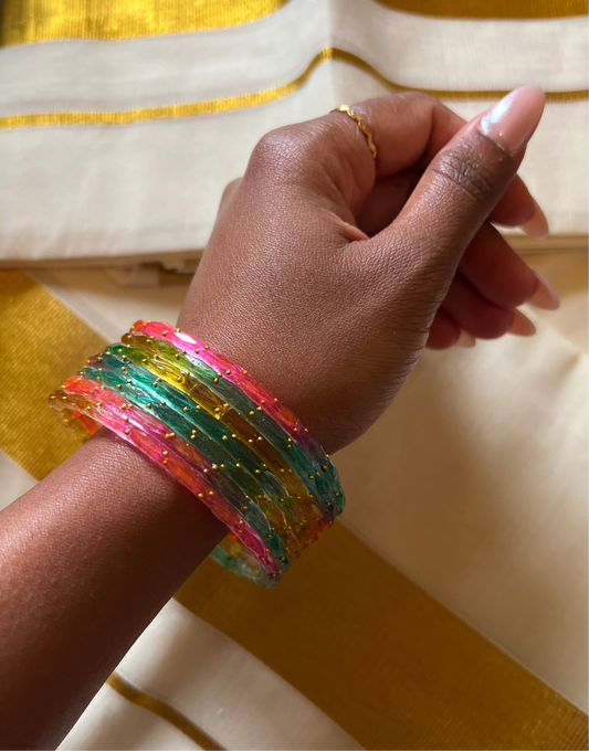 Rain drop glass bangles | Kuppivala - size 3 (XL)