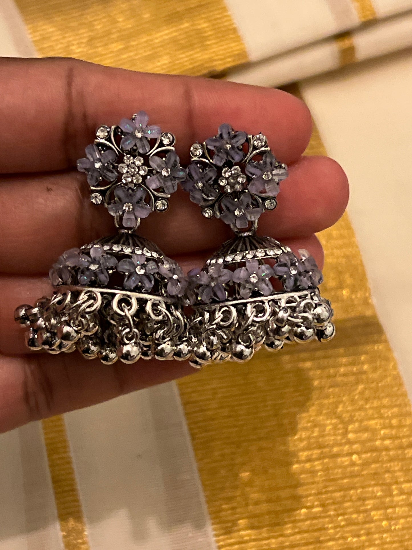 Sree - silver Jhumkas