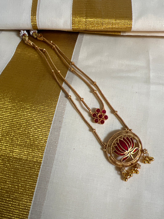 Simple lotus Necklace - red