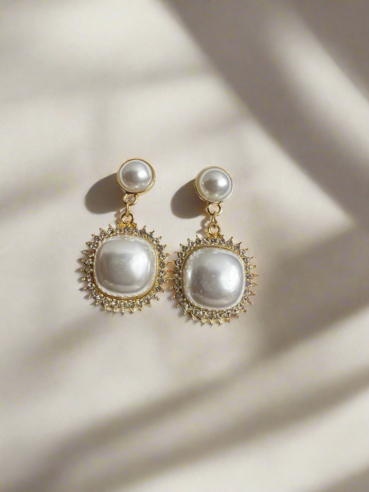 Pearl Embrace - drop earrings