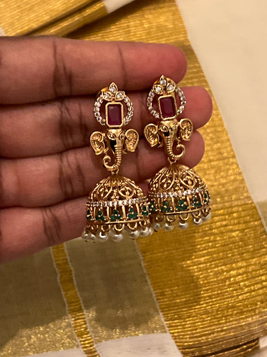 Gaja - AD stone Jhumka