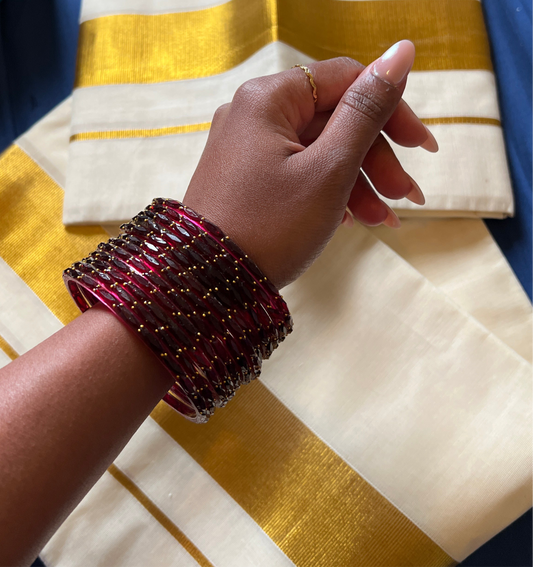 Rain drop glass bangles | Kuppivala - size2.8 (L)