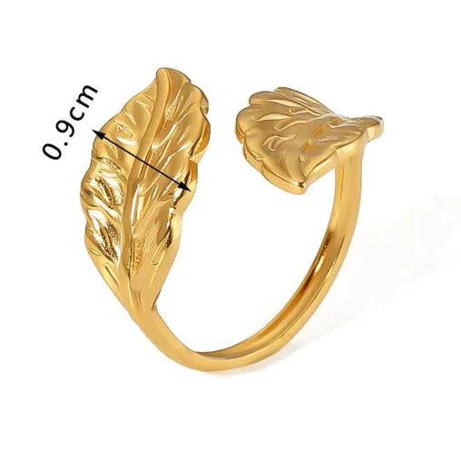 Golden Leaves - One size ring { adjustable }