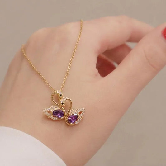 Twin Swan -18K Gold plated Necklace