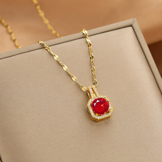 Ruby - 18k Gold plated necklace