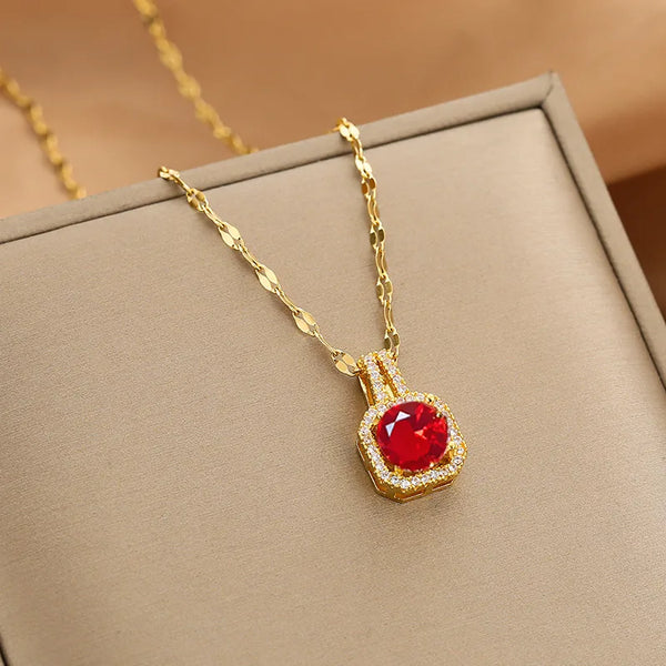 Ruby - 18k Gold plated necklace
