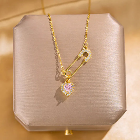 Heart on a pin - 18k Gold plated Necklace