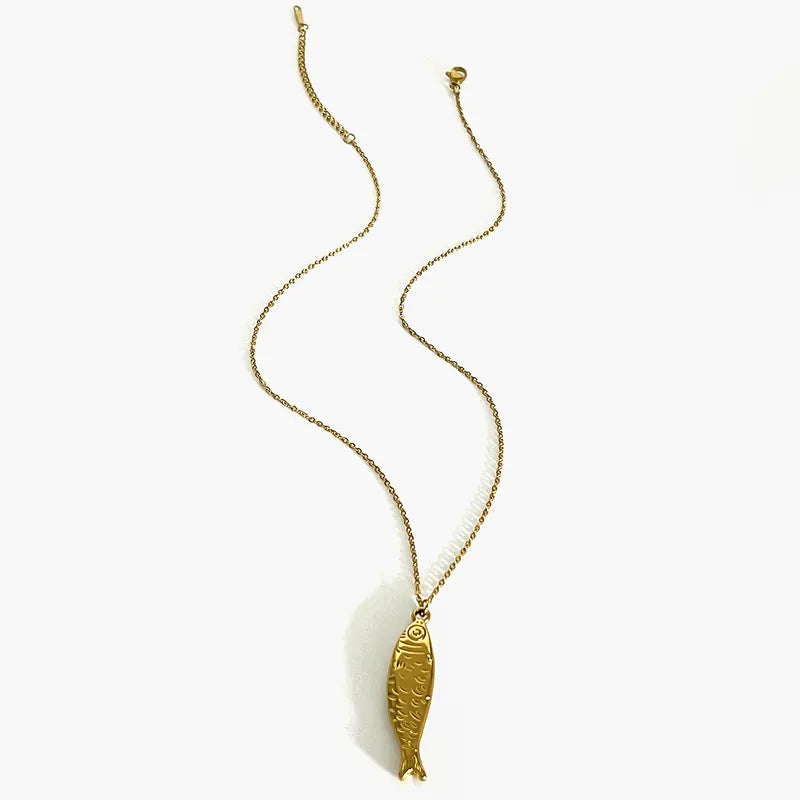 Mermaid - set of 3 necklaces .18 k gold plated Necklace with fish pendant and beaded necklaces