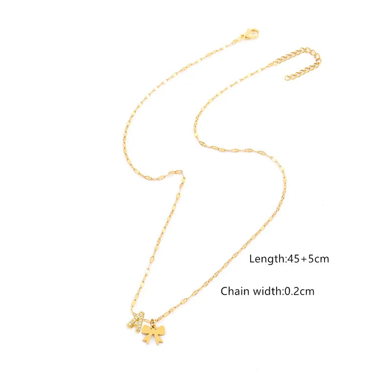 A,M &. N - Alphabet & bow Necklace