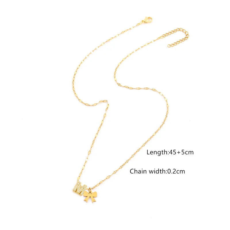 A,M &. N - Alphabet & bow Necklace