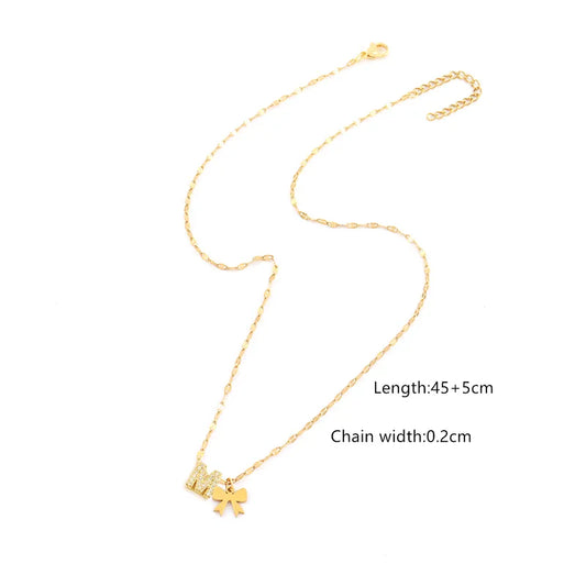 A,M &. N - Alphabet & bow Necklace