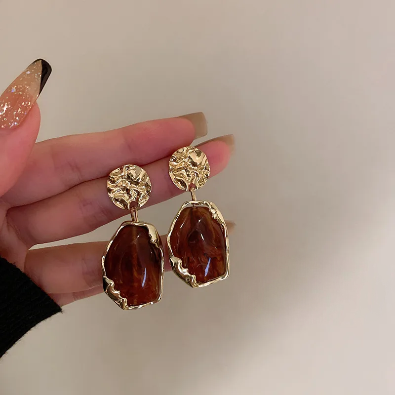 Aurora - Retro Irregular Resin 3 colour variants-  Drop earrings