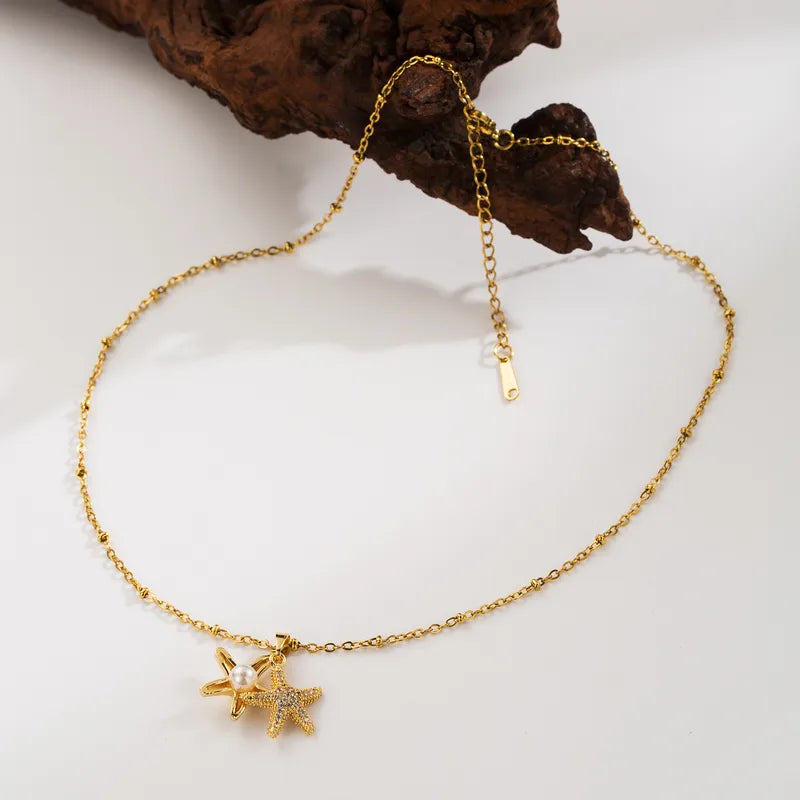 Twin Starfish - 18k gold plated Necklace