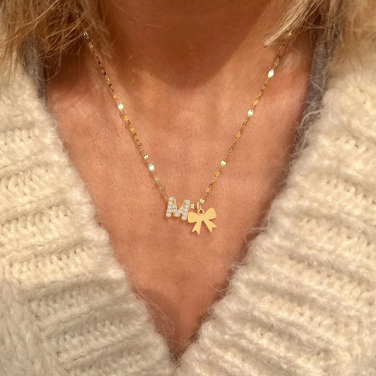 A,M &. N - Alphabet & bow Necklace