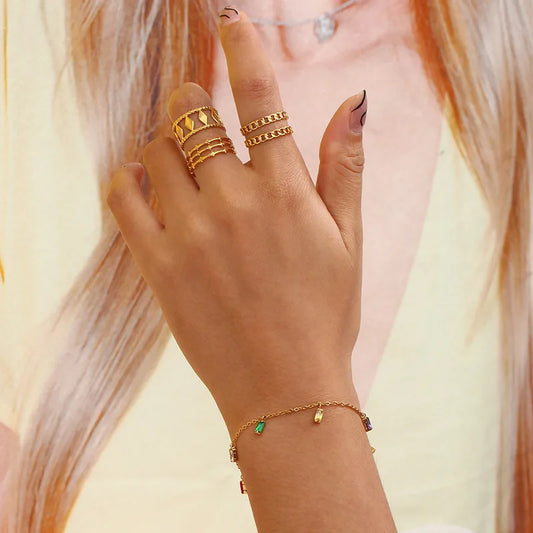 Mystical beauty - 18k gold plated bracelet with multicolor stones