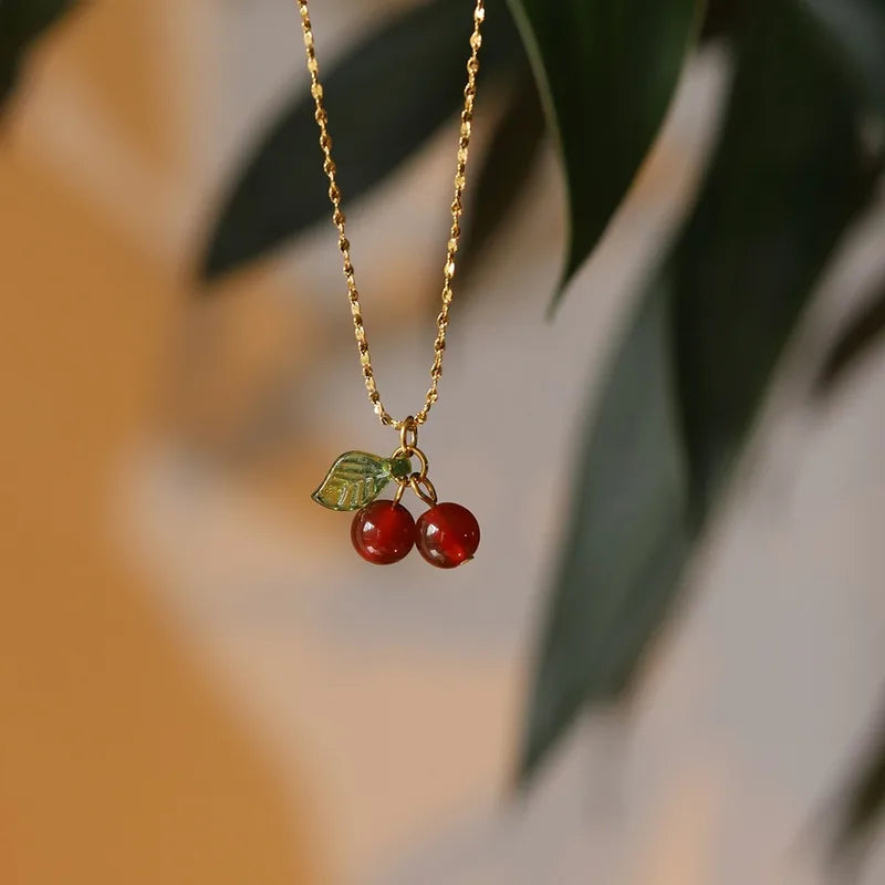 Cherry lady 18K Gold plated- sweet pendant and necklace