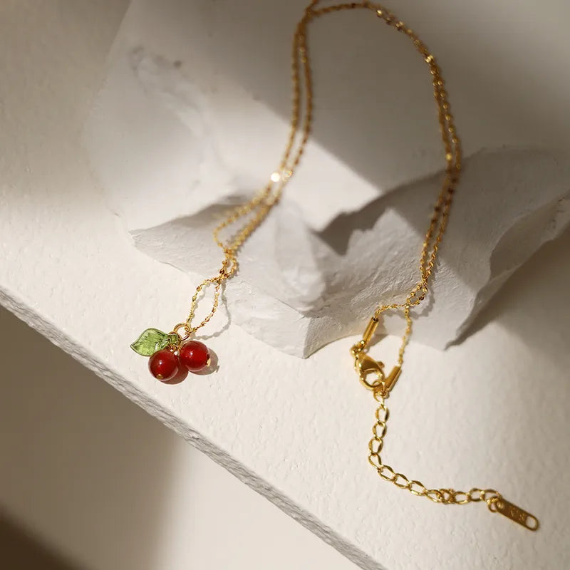 Cherry lady 18K Gold plated- sweet pendant and necklace