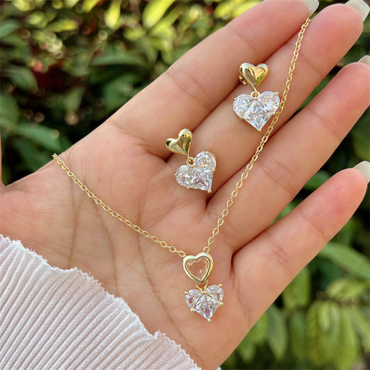 Symphony heart - set of 18k Gold plated Necklace and earrings